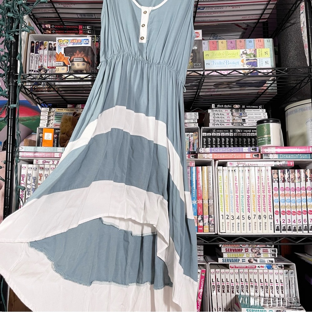 🌸 4/$20 Blue and white hi low dress sleeveless medium